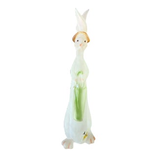 Winsome Mid 20th-Century Satin Glass Twisted Ear Maiden Rabbit Figurine For Sale