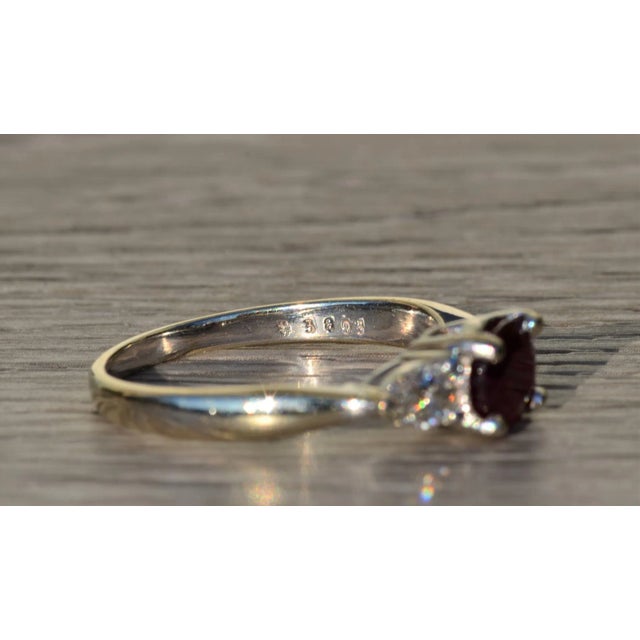 The Kynlee: Ladies Vintage Ruby and Diamond Trilogy Ring in 14K For Sale In Philadelphia - Image 6 of 9
