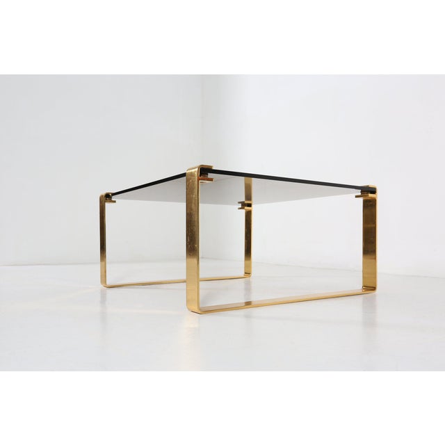 Mid-Century Modern Coffee Table with Gold-Plated Base and Glass Top, 1970s For Sale - Image 9 of 13