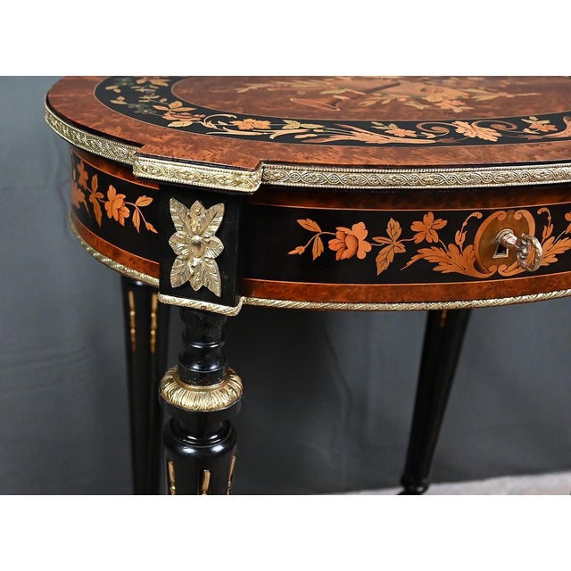 Antique Napoleon III Marquetry Side Table, 1800s For Sale - Image 10 of 18