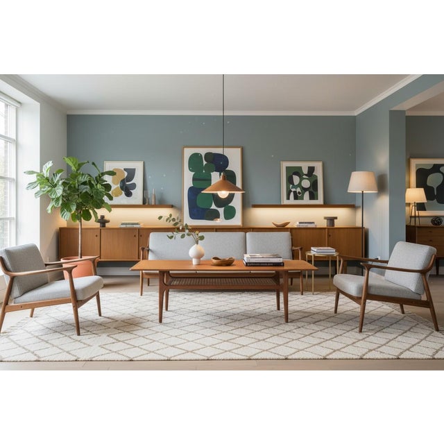 Danish Teak Coffee Table with Wicker Magazine Shelf from Trioh, 1960 For Sale - Image 12 of 16