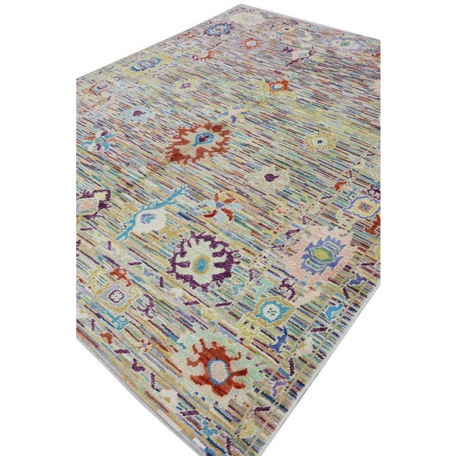 Red Oriental Hand Knotted Rug Turkish Oushak 8' x 10'1" For Sale - Image 8 of 9