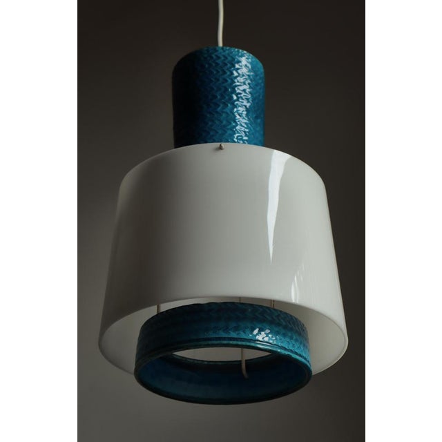 Blue Scandinavian Modern Blue Stoneware Pendant by Nils Kähler, Denmark, 1960s For Sale - Image 8 of 11