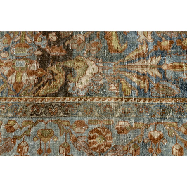 Antique Malayer Wool Area Rug With Muted Blue and Earth Tone Floral Pattern For Sale - Image 4 of 9