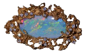 The Sadie: Vintage Arthur King Opal and Diamond Pendant and Brooch in 18 Karat Yellow Gold