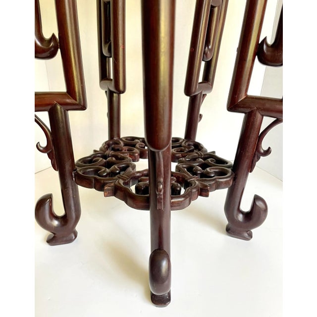 Mid 20th Century Asian Rosewood Hongmu Dragon Glass Side Table For Sale - Image 4 of 13