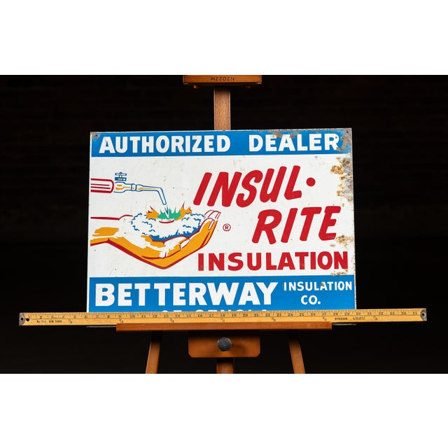 Metal Vintage Insul-Rite Authorized Dealer Painted Tin Sign For Sale - Image 7 of 7