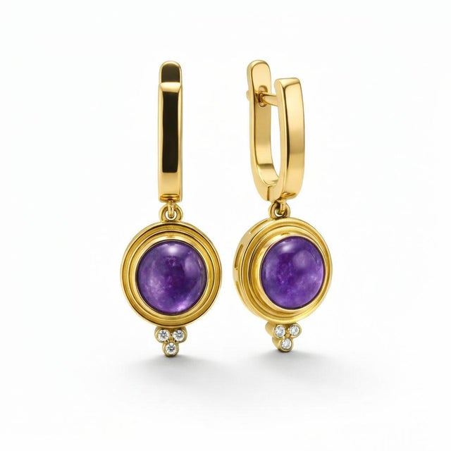 Vintage Inspired Amethyst and Colorless Topaz Drop Earrings Silver, Gold, A Pair For Sale - Image 6 of 7