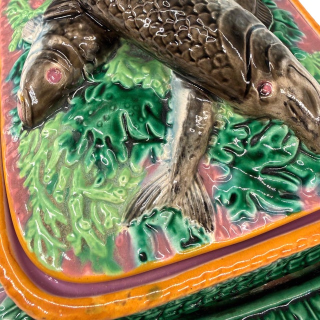 George Jones Majolica Sardine Box on Pink Ground, English, English, Ca. 1870 For Sale - Image 9 of 18