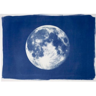 "Full Moon" , Handprinted Cyanotype on Watercolor Paper. Limited Edition For Sale