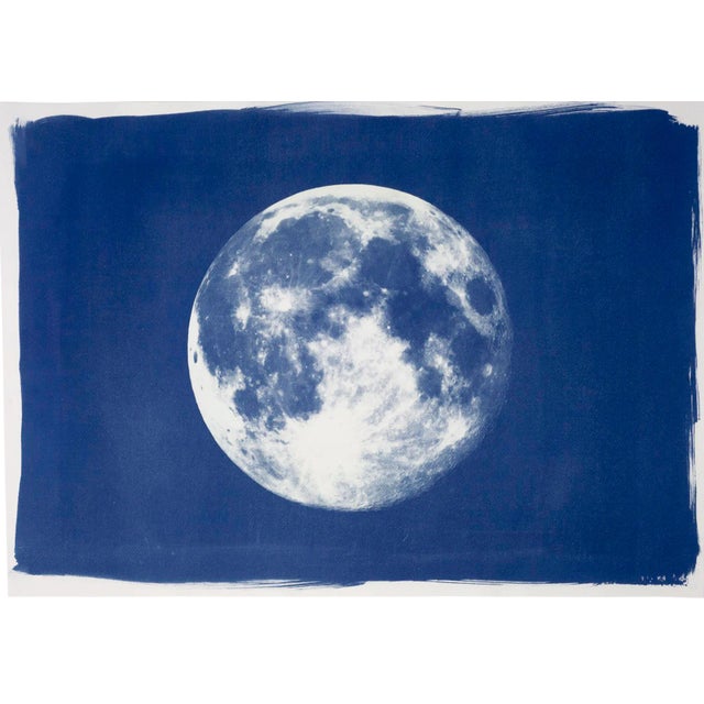 "Full Moon" , Handprinted Cyanotype on Watercolor Paper. Limited Edition For Sale