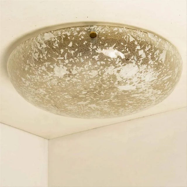 Vintage Round Snowflake Glass Flush Mount, Germany, 1970 For Sale - Image 11 of 12