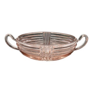 1930s Anchor Hocking Pink Glass Handled Dish For Sale