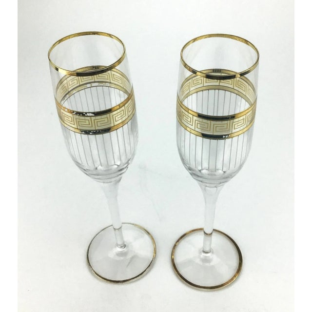 Art Nouveau MCM Crystal Toasting Champagne Flutes For Sale - Image 3 of 8
