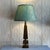 Quality architectural bronze lamp base in a stacked geometric pattern. 4” square bottom base 21.75” height to socket top...