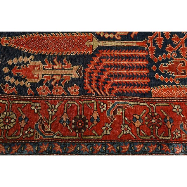 1900s Blue Navy Cypress Tree Antique Nw Persian "Bid Majnoun" Rug 4'6" X 7' Handknotted Wool Carpet For Sale - Image 4 of 6