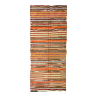 Vintage Turkish Striped Kilim Rug - 5`1" X 11`4" For Sale
