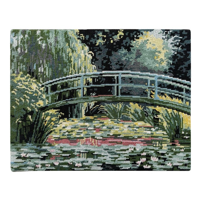 Framed Japanese Footbridge Needlepoint Based on Claude Monet’s Painting For Sale