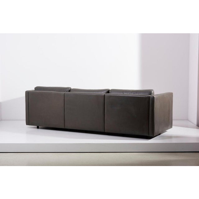 Sofa Set in Grey Leather by Charles Pfister for Knoll, USA, 1970s, Set of 3 For Sale - Image 6 of 18