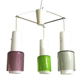 Danish Ceiling Light with Colourful Glass Shades, 1960s For Sale