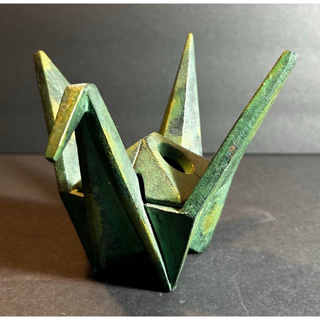 Vintage Cast Iron Japanese Origami Crane Incense Censur For Sale - Image 10 of 10