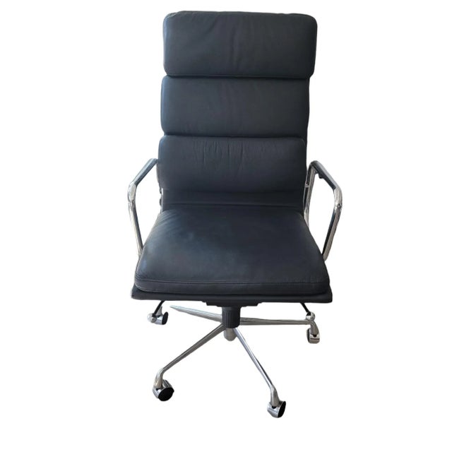 Rustic 1980s Chrome and Leather Desk Chairs - a Pair For Sale - Image 3 of 8