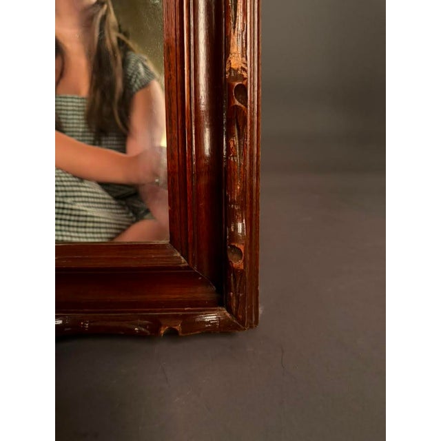 Mid 20th Century Mid-20th Century Mahogany-Toned Wall Mirror With Faux Bois Trim, Circa 1950 For Sale - Image 5 of 10