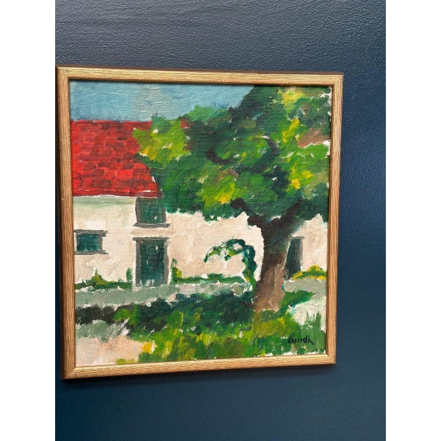 Karl Bertil Lundh, Tree by House, 1960s, Oil on Canvas, Framed For Sale - Image 10 of 13