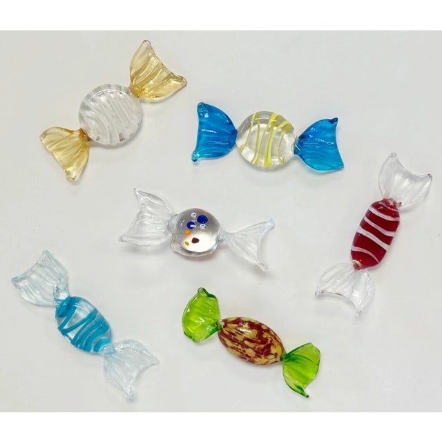 Murano Vintage Colorful Murano Blown Glass Wrap Candies, Set of 6 For Sale - Image 4 of 5
