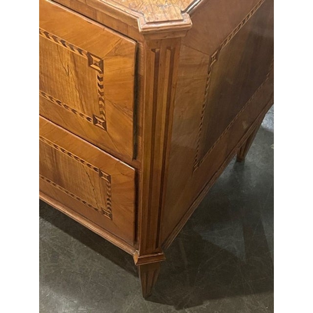 19th C. Biedermeier Walnut Inlaid Commode For Sale - Image 4 of 12