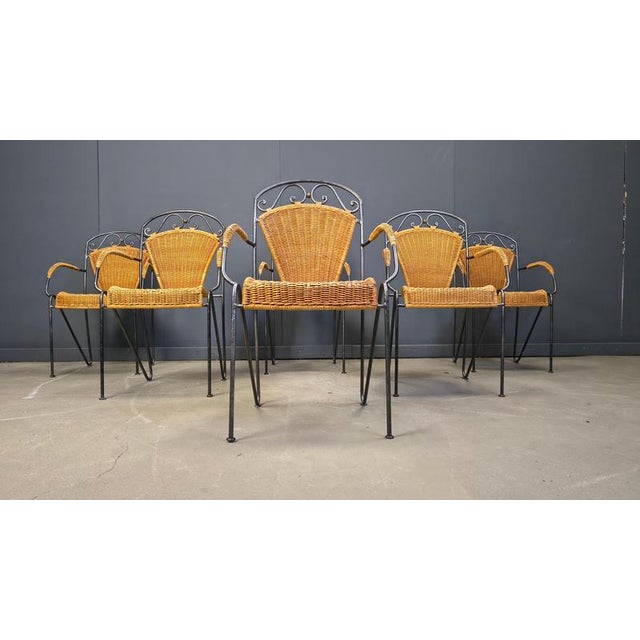 Rustic Wicker Chairs attributed to Frederick Weinberg, 1960s, Set of 6 For Sale - Image 3 of 14