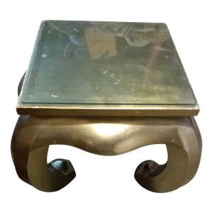 1990s Vintage Contemporary Silver Table With Glass Top