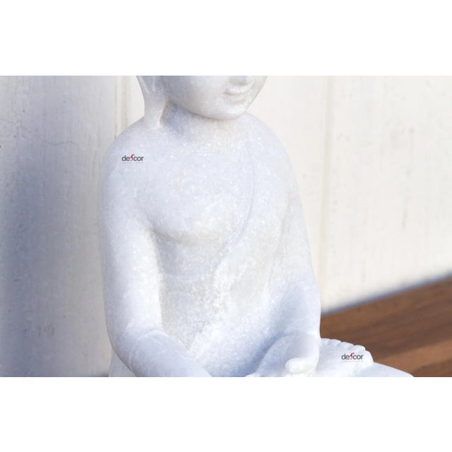 White Marble Burmese Sitting Buddha For Sale In Los Angeles - Image 6 of 11