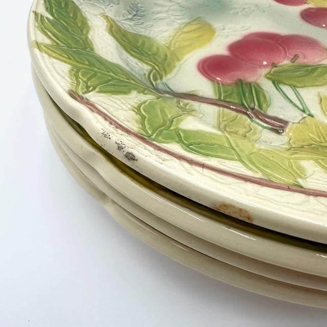 Green Mid-Century Verger Earthenware Dessert Plates from Saint Clément, 1960s, Set of 4 For Sale - Image 8 of 11