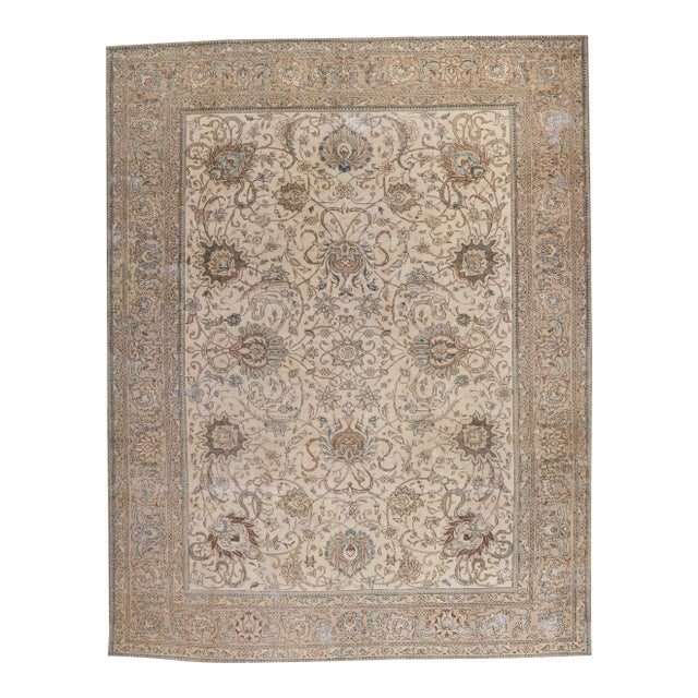 Vintage Persian Tabriz Rug - 09'11 X 12'09 For Sale