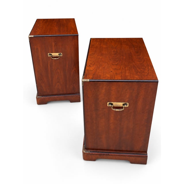 1970s 1970s National Mt. Airy Campaign-Style Nightstands — Pair For Sale - Image 5 of 11