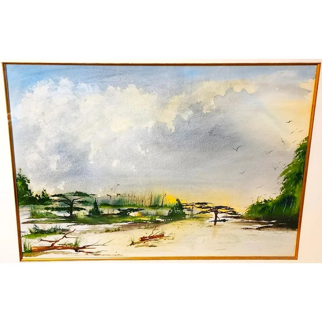 Albert Swayhoover Painting Coastal Scene Watercolor Signed 1989 Framed For Sale - Image 11 of 11