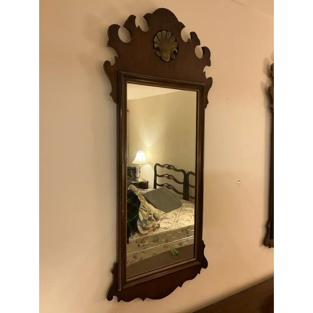 Pair of Chippendale Style Mahogany Wall Mirrors, 52" Tall For Sale - Image 4 of 4