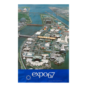 1967 Montreal Vintage Poster, Expo 67, Blue Background With
