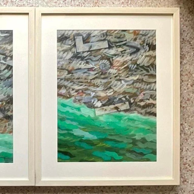 Vintage Abstract Expressionist Green Landscape Paintings, Pair For Sale - Image 13 of 13