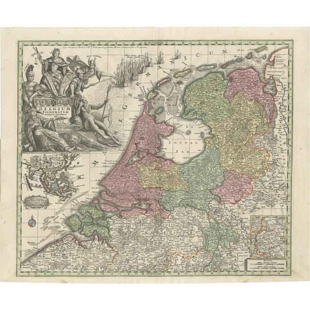 Belgium Foederatum Map by Seutter, 1700s For Sale