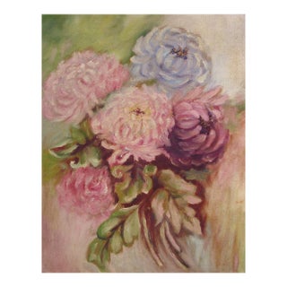 Mid 20th Century Impressionist Pastel Pink Floral Bouquet Botanical Painting For Sale