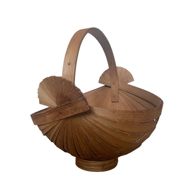1980s Large Harvest Basket From Single Piece of Wood For Sale - Image 5 of 5