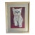 Mid 20th Century Acrylic Painting of White Cat, Framed. For Sale