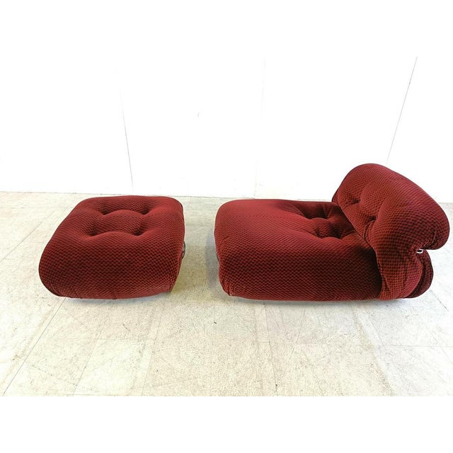 Set of Soriana Lounge Chair and Ottoman by Afra & Tobia Scarpa for Cassina, 1970s For Sale - Image 3 of 11