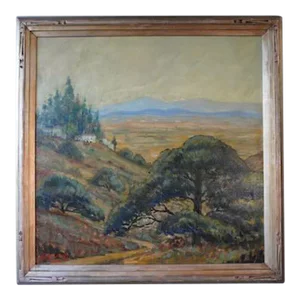 1930s Henry Lovins - Misty Weather, San Fernando Valley - Oil on Canvas