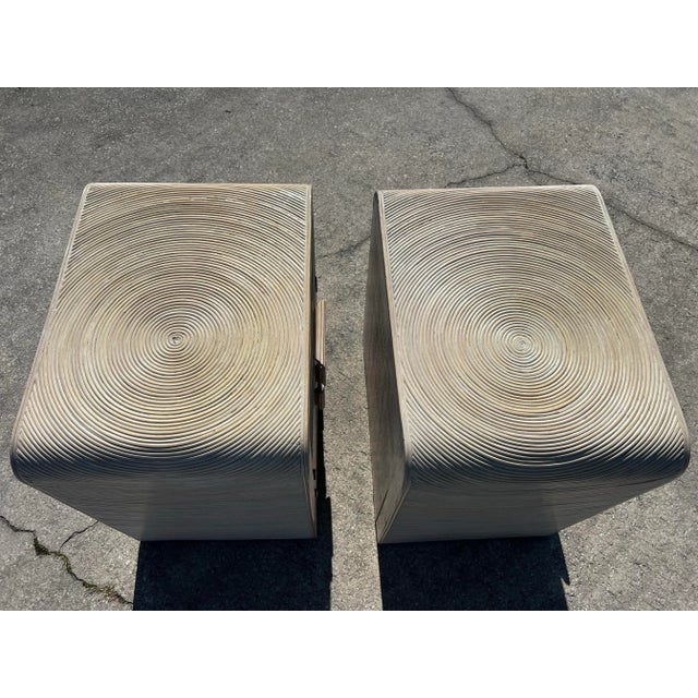 Off-white 1970s Vintage Gabriella Crespi Style Pencil Reed Nightstands – Pair For Sale - Image 8 of 12