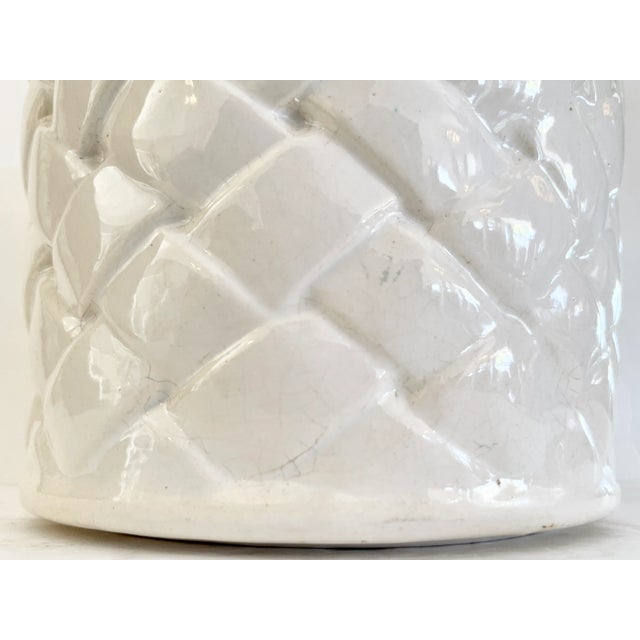 Ceramic Faux Woven Basket Ceramic Cachepot For Sale - Image 7 of 10