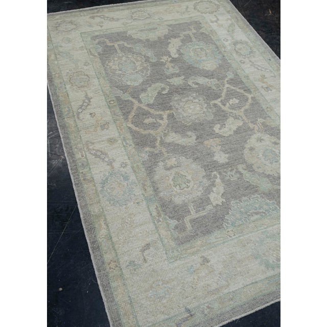 Modern Turkish Oushak Rug Gray, Sage & Ivory Handwoven Rug 5'3" X 6'8" For Sale - Image 3 of 8