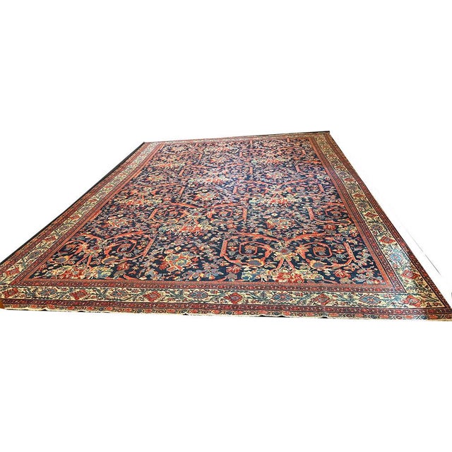 Contemporary Antique 10'-6" X 13'-6" Decorative Persian Mostofi Pattern Mahal Rug For Sale - Image 3 of 9
